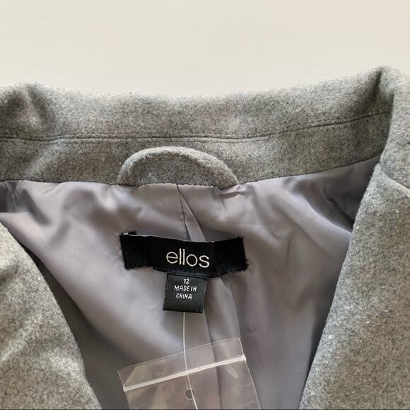 Ellos | Gray Wool Blend Button Up Collared Coat Size 12 - Picture 3 of 12